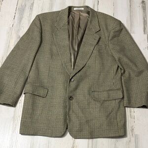 Hugo Boss Beige and Navy Houndstooth Checkered Men's Blazer Size 42 R